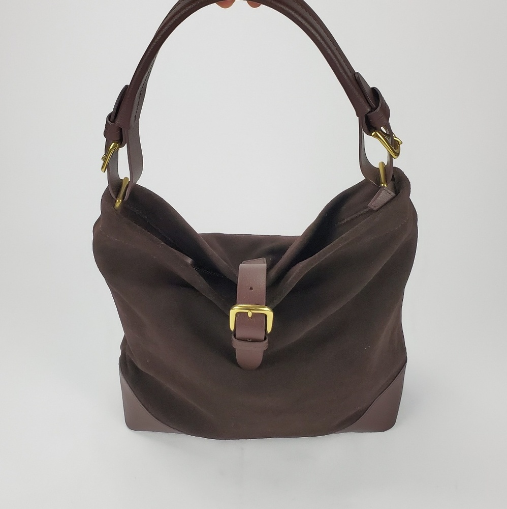 [Lands' End] Brown Suede Shoulder Bag